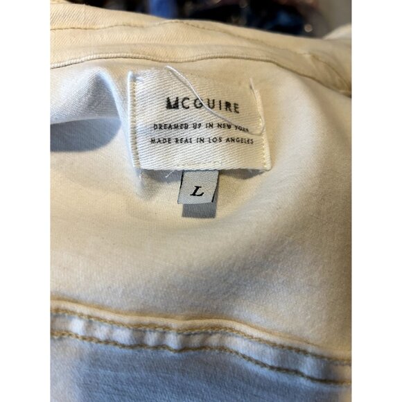 McGuire Ivory Distressed Trucker Jacket cropped stretch denim - Picture 10 of 12